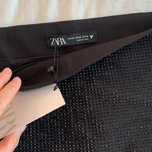 Zara low waisted rhinestone mini black skirt, perfect for NYE